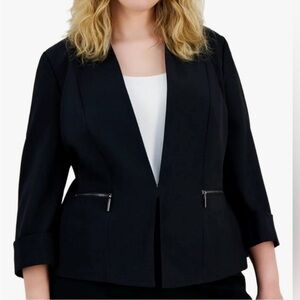 Kasper Womens 3/4 Cuffed Sleeve Cardigan-Style Blazer Size 16